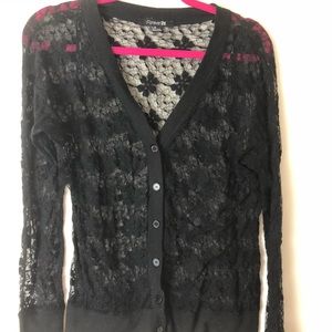 Black Lace Cardigan Top